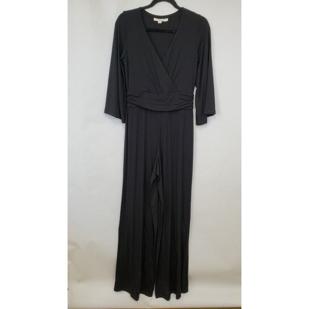 Boden Jumpsuit Womens 4 Long Flare Sleeve Wide‎ Leg V-Neck Surplice Jersey Knit